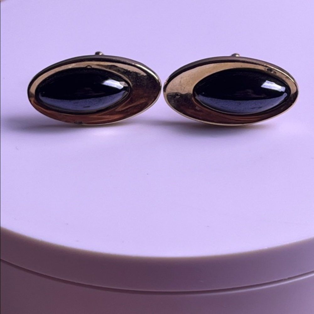 Anson vintage Gold and Black Oval Cufflinks